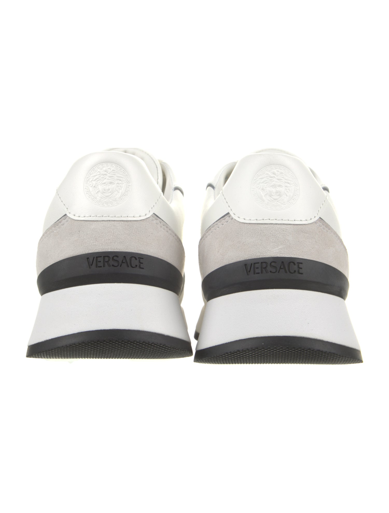 Versace Leather Embroidered Accent Sneakers